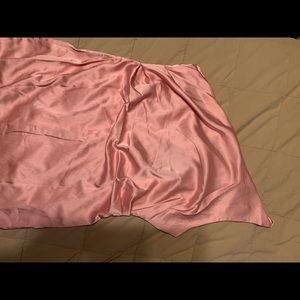 NWT XL beautiful pink maxi silky, one strap dress w/ back detail and split.